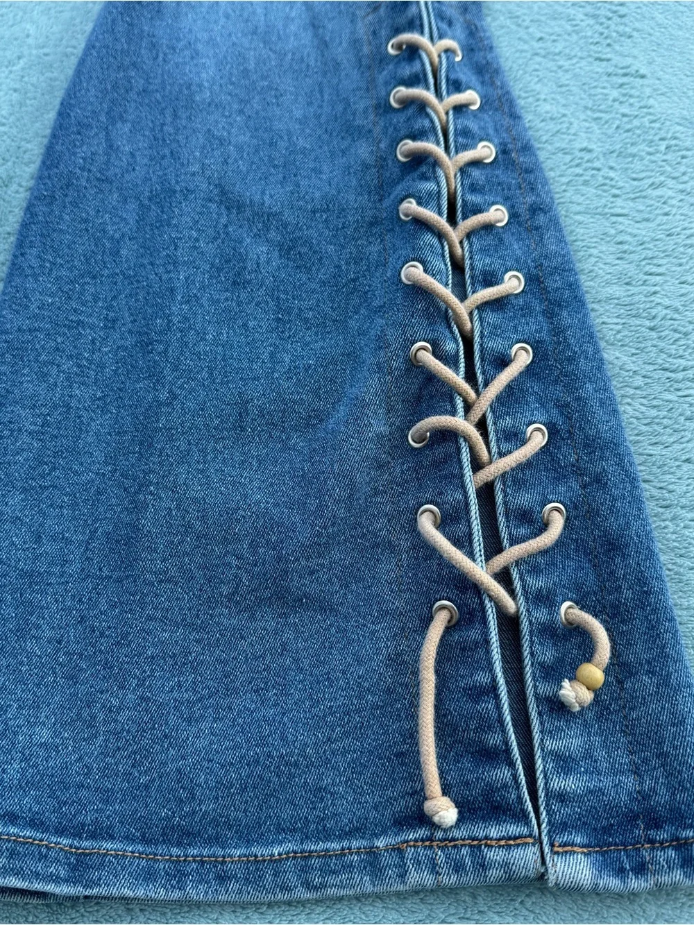 French Laundry Blue Lace-Up Stretch Flare Jeans size 9